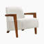 Chaise d'appoint de style Mid-Century 28,5 po avec revêtement en chenille de Jules, accoudoirs en bois massif châtaignier, assise en mousse enveloppée de Dacron-1063743190