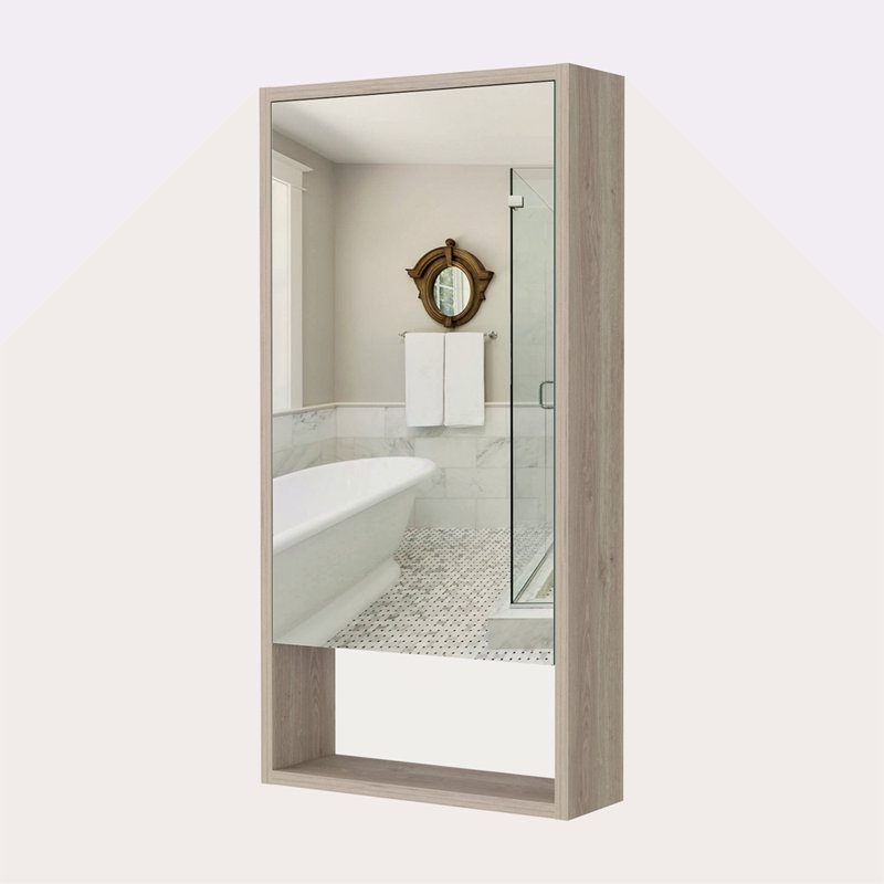 Pharmacie rectangulaire avec miroir, Gris