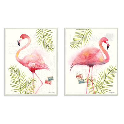 « tropical palm flamant roses », reproduction de peinture à l’aquarelle