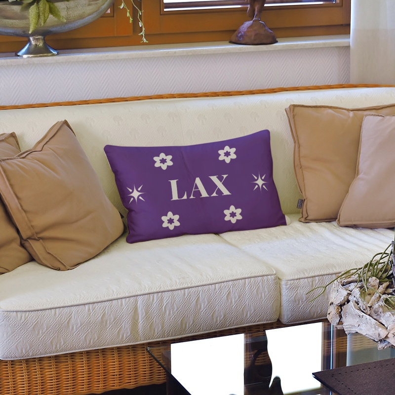 Oreiller 20 po x 14 po, Mauve / blanc / LA, Coussin en polyester filé soufflé et fermé