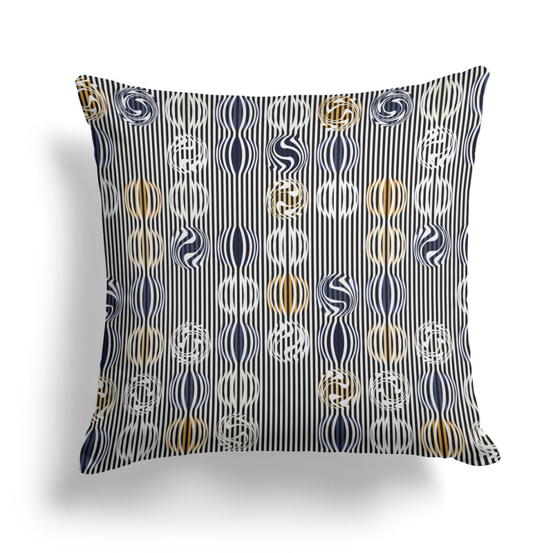 Geometric Gridscape  Square Throw Pillow, 20"H x 20"W, Blue/Yellow