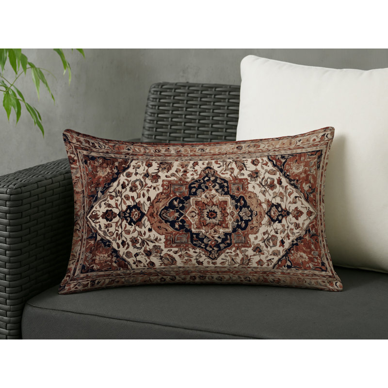 Coussin décoratif intérieur et extérieur Modern, Brun oriental brun 4, Rectangle H 25 po x l 18 po