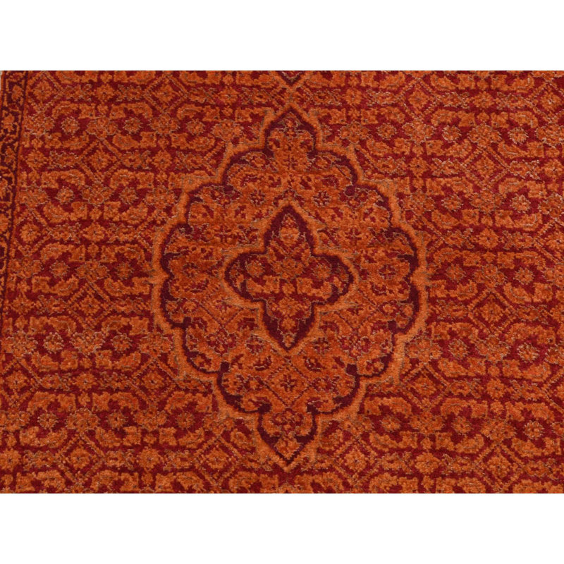 Tapis de couloir orange en laine tissé dense 2 pi 9 po x 11 pi 10 po Tebraz Mahi 09B412C0ACE042188A87A89CE2271F38