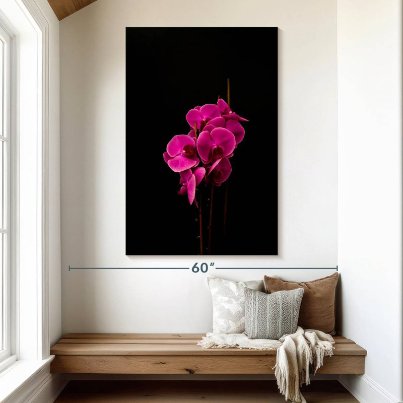 Fleurs d'orchidées magenta, H 51 po x l 34 po