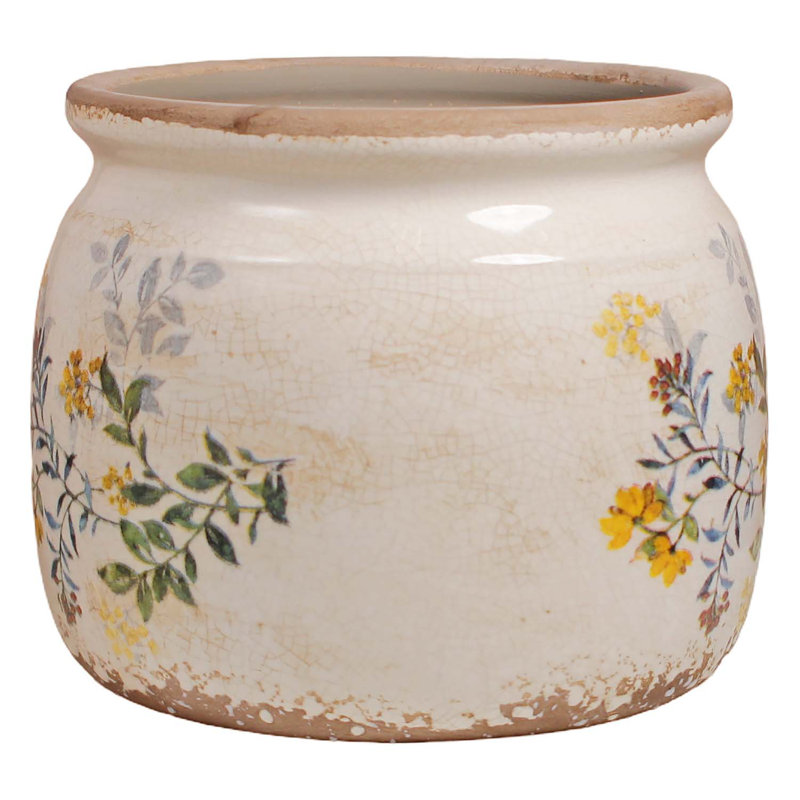 Pot à fleurs et vase en céramique Adairsville Modern Farmhouse, Jaune sauge