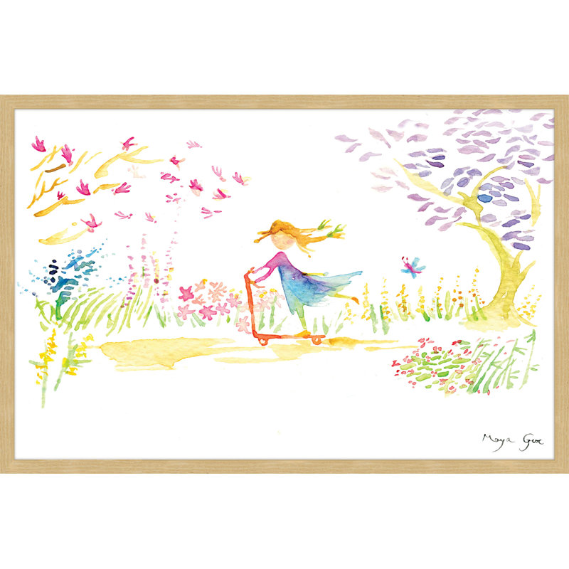 Girl on Scooter Framed Print, 24" H x 36" W x 1.5" D