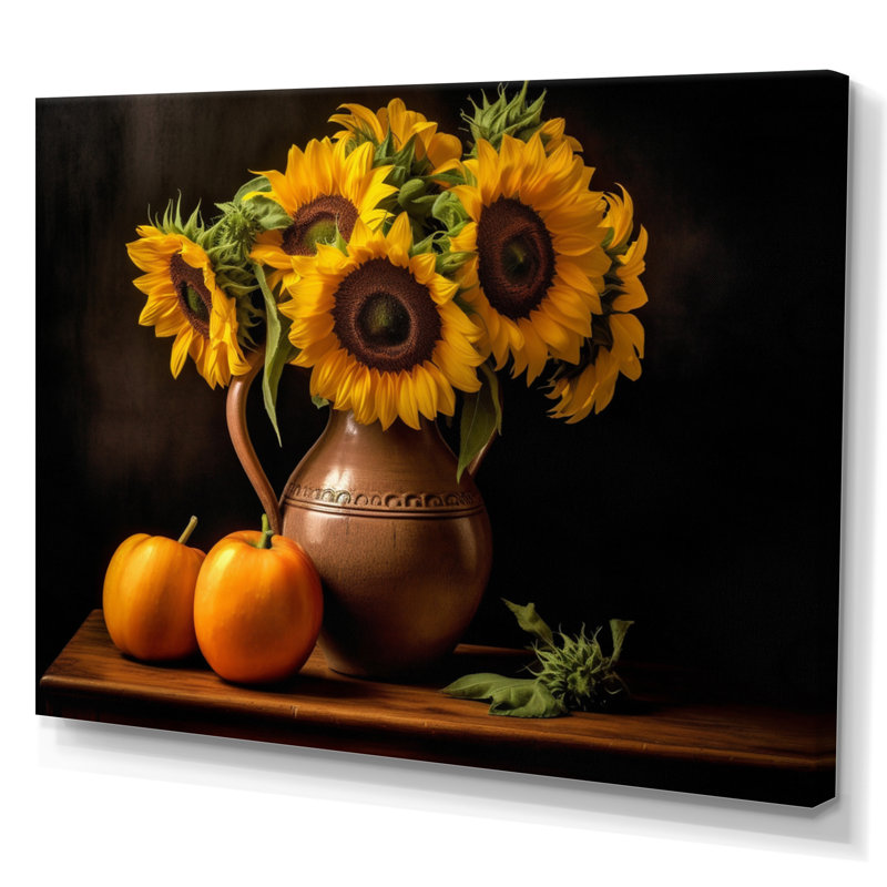 Tournesol doré nature morte II, H 12 po x l 20 po x P 1 po, Toile tendue