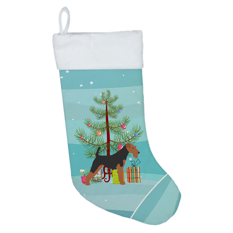 Chaussette de noël joyeux de noël, Airedale Terrier noir