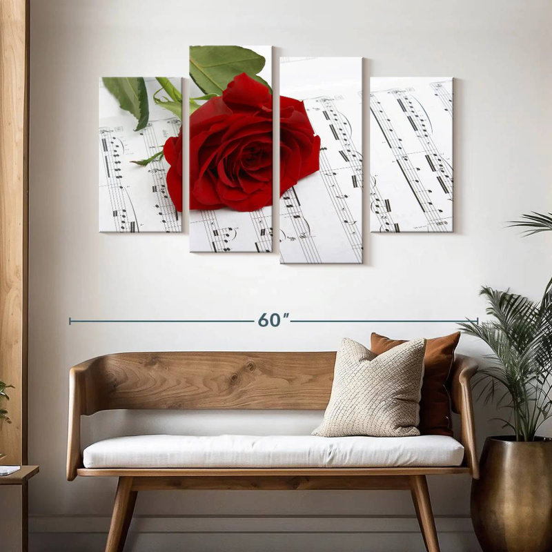 Harnek Rose sur une feuille de musique, H 32 po x l 52 po