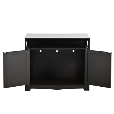 Indoor Cat Washroom With 2 Doors, Plug And Private Space For Rest, Multi - Functional Litter Box Enclosure, Walnut , 31.5" w  X 20" d  26 h  Enclosure Storage Snacks, House,