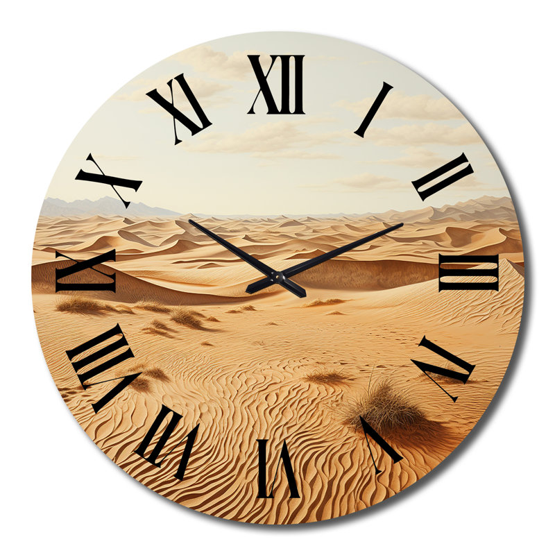 Horloge murale Desert Sand Serenity Pointillism I - Paysages, Très grand