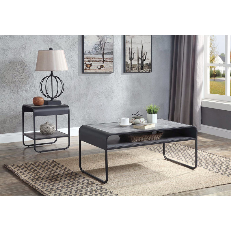 Élégante table basse industrielle avec tablette ouverte pour le salon