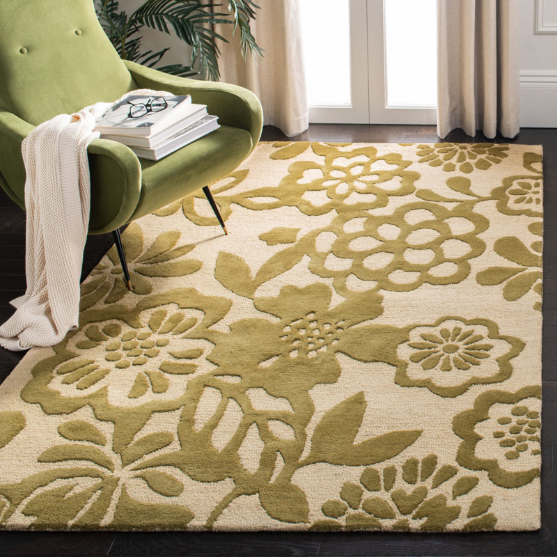 Tapis beige en laine touffeté à la main Chanler, Rectangle 3 pi 6 po x 5 pi 6 po