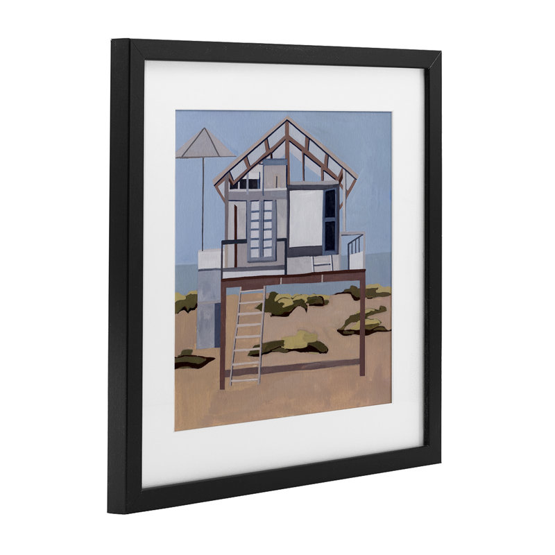 «Silent Shores Cabin», reproduction sous verre encadrée, design par Melissa Wang, H 16 po x l 16 po, Cadre noir minuit