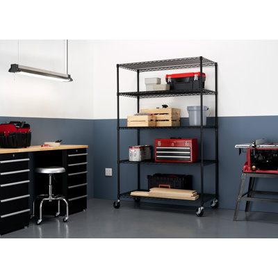 Étagère en fil d'acier NSF à 5 niveaux TRINITY EcoStorage avec roues (l 48 po x P 24 po)