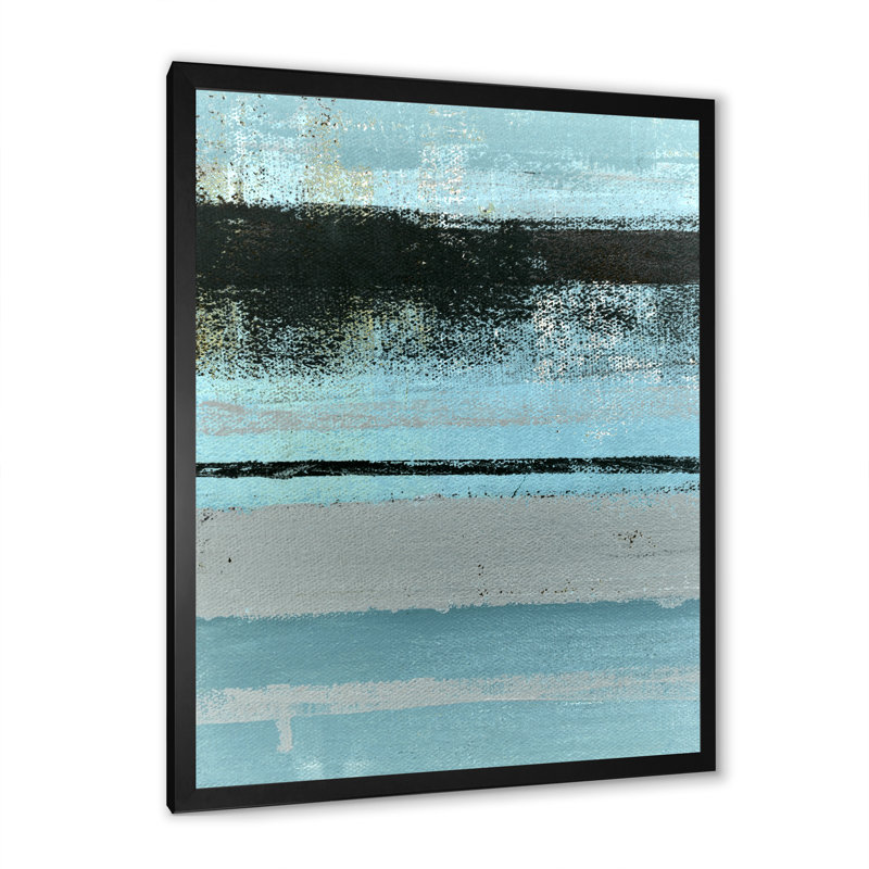 Art moderne gris et bleu II 2FDP47725, Cadre noir, H 20 po x l 12 po x P 1 po
