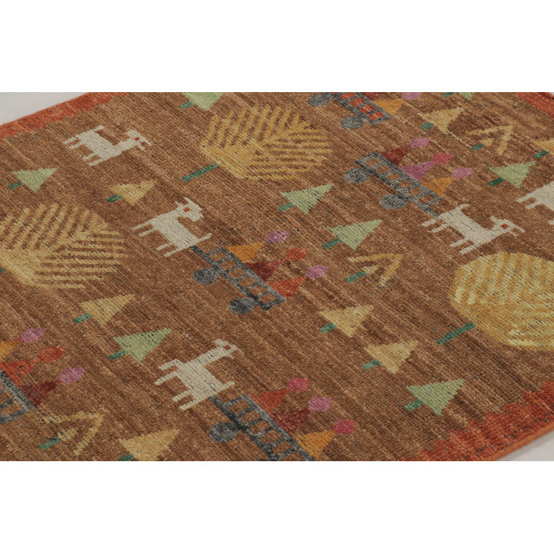 Handmade Wool Geometric Area Rug, Square 4'