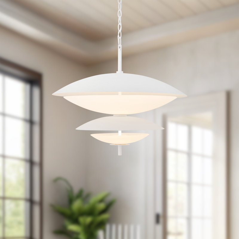 Prescott 2 - Light LED Chandelier, Antique White/Opal Matte Glass