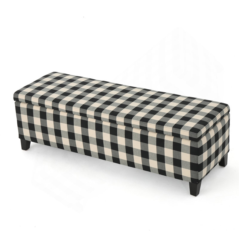 Schmit Fabric Upholstered Storage Bench, Checkerboard, 16.50" H x 39.00" W x 19.25" D