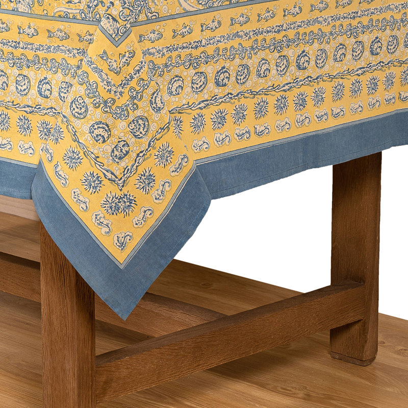 Nappe rectangulaire Danete 71 po x 142 po, Jaune / bleu