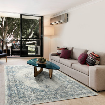 Tapis crème/bleu oriental Fitzsimmons