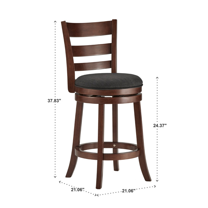 Tabouret de bar et de comptoir pivotant Adelynn, Tissu gris foncé, Tabouret de comptoir (hauteur du siège de 24,37 p