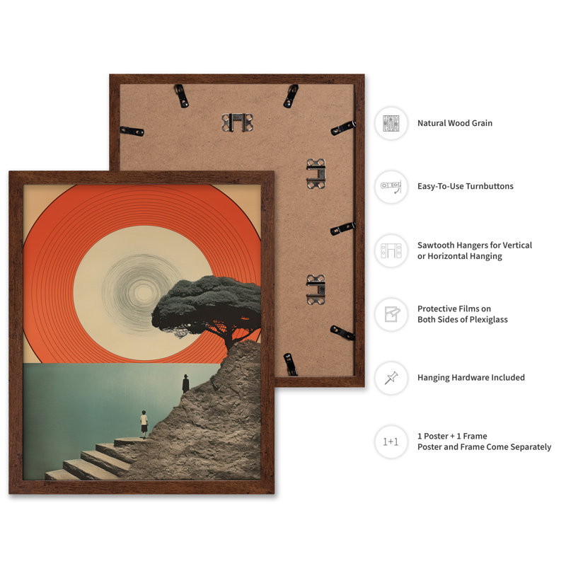 Paysage psychédélique n ° 1, 08"H x 10"W, Poster, Brown Framed