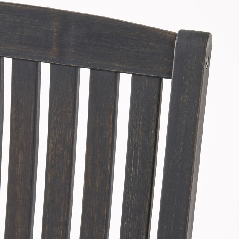Chaise berçante en bois massif Mccomb, Gris foncé