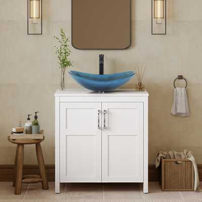 Meuble-lavabo simple 30 po avec lavabo moderne autoportant