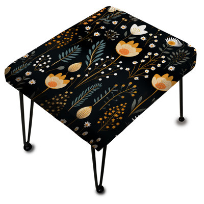 Rustic Black And Yellow Garden Charm - Floral Rectangle Ottoman