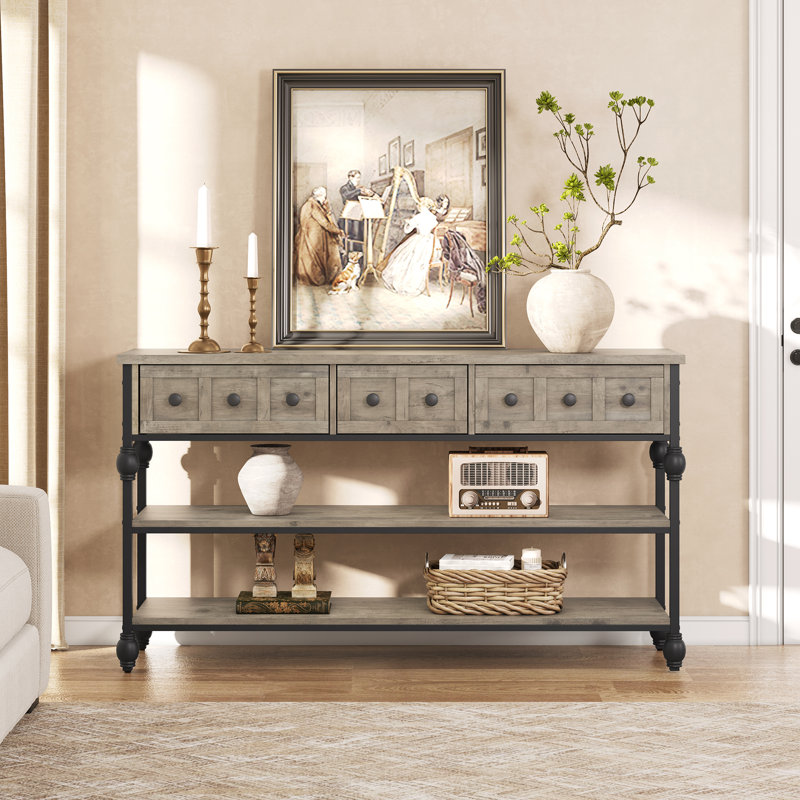52.56" Console Table With 3 Drawers