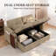 Canapé-lit modulable de 168 cm avec méridienne de rangement, dossier réglable à 5 positions, revêtement en chenille, canapé-lit convertible avec tablette latérale rabattable et porte-gobelet, kaki-1685421306