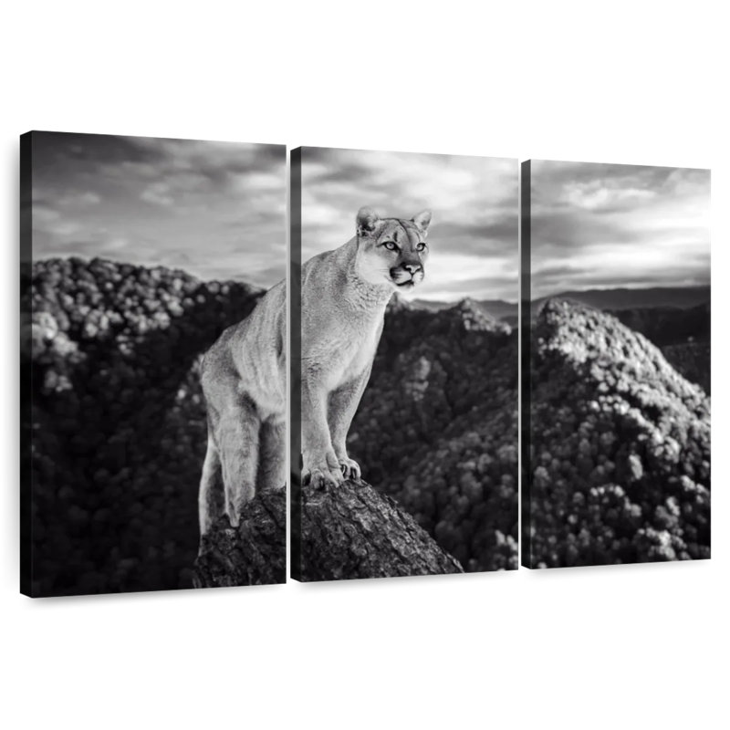 Brampt Cougar On Mountain Peak, 42" H x 65" W