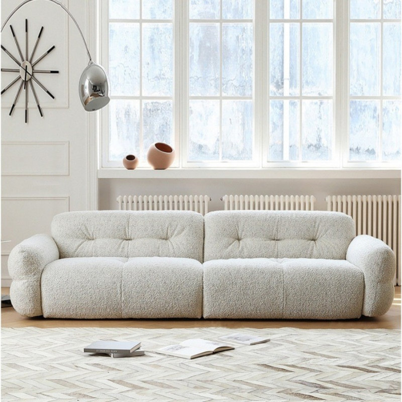Canapé moderne en sherpa simple, H 27,5 po x l 112,2 po x P 40,15 po