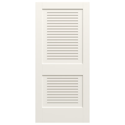 2 Panel Primed MDF Single Prehung Interior Door Full Modern Ventilated Panel on 4-9/16" Jamb