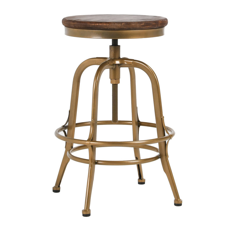 Swivel Solid Wood Adjustable Height Stool, Bronze