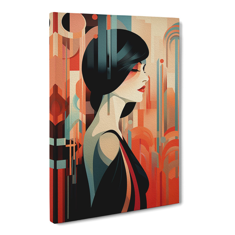 Art Deco Woman Neo-Plasticism - Wrapped Canvas, 50cm H x 35cm W x 3cm D