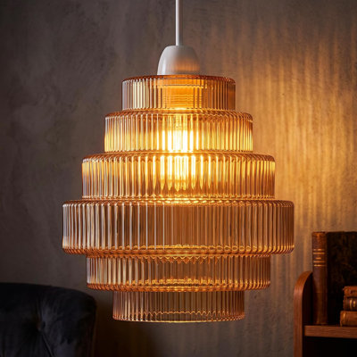 15.5cm H Glass Lamp Shade in Amber