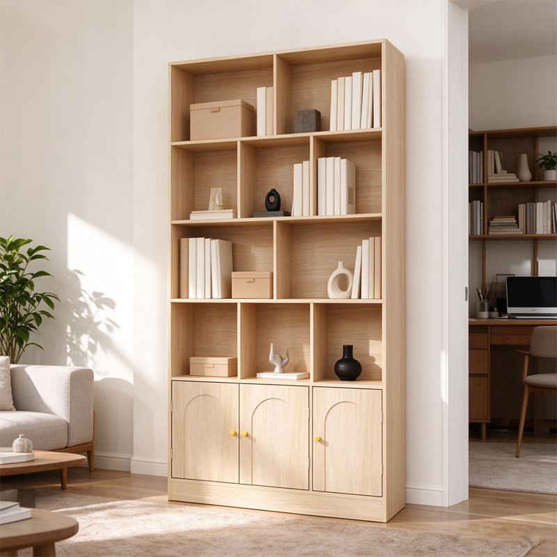 Bibliothèque avec 10 cubes et 3 portes, bibliothèque à 4 niveaux, organisateur de rangement cubique moderne pour le salon et le bureau