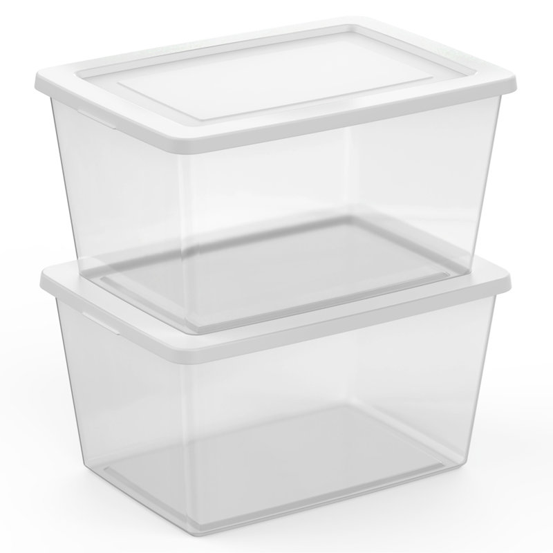 Sterilite 58 Qt Storage Boxes, Clear Plastic Containers w/ Lid, Set of 12, White