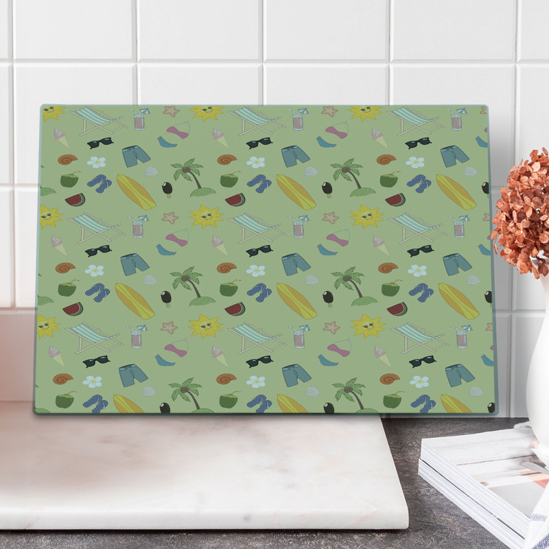 Ambesonne Summer Cutting Board Large Travel Fun Exotic Beach Multicolor
