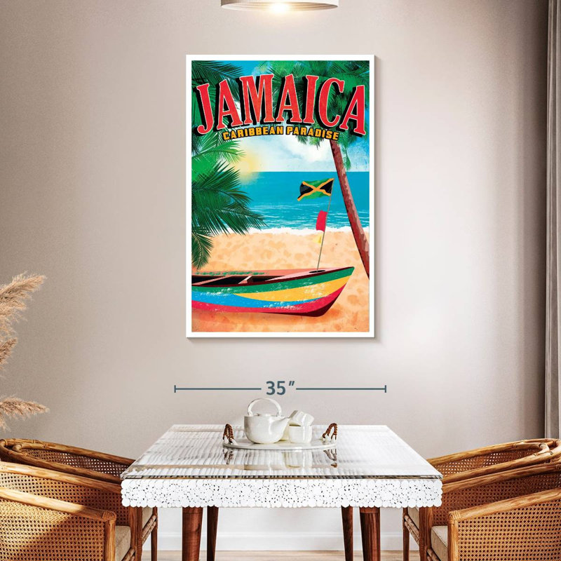 Affiche rétro de la Jamaïque, H 48 po x l 32 po