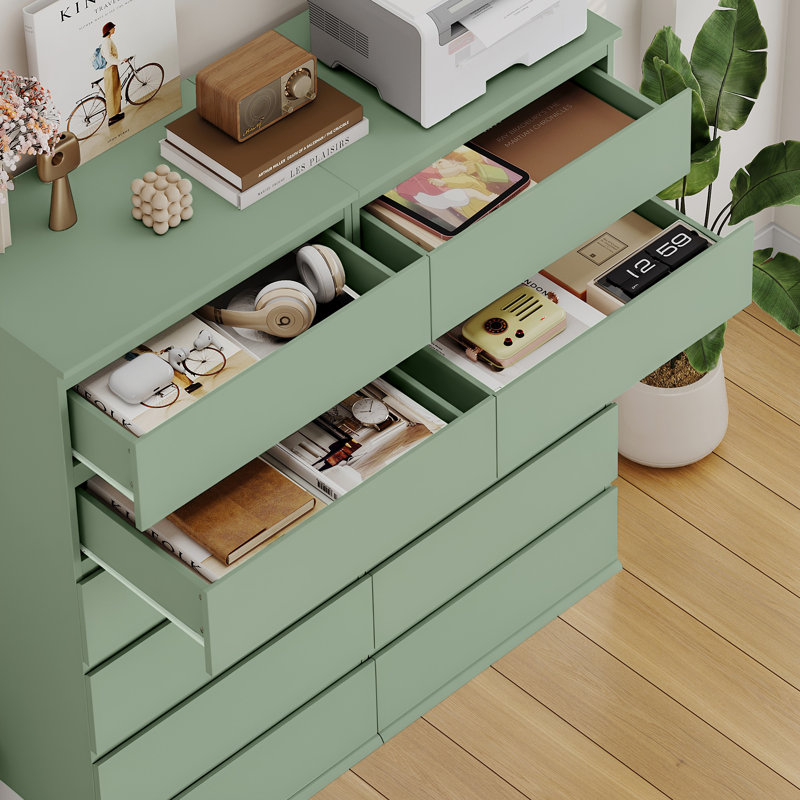 👗2-Piece 6 - Drawer Dresser Set - Green, Green