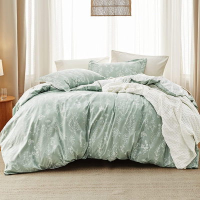 Bedsure Cute Botanical Flowers Reversible Comforter Set
