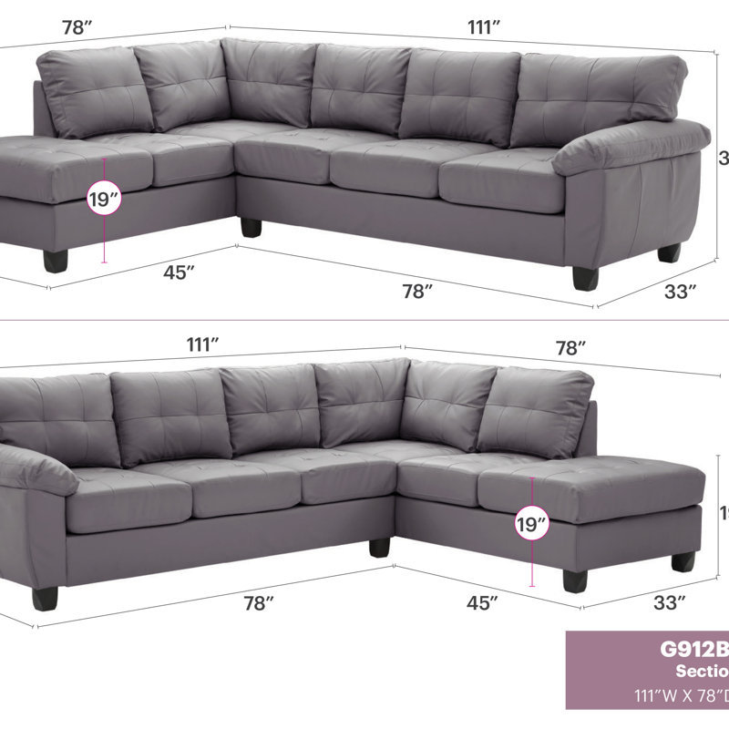 Canapé modulaire moderne pour le salon (sans repose-pieds), Similicuir gris