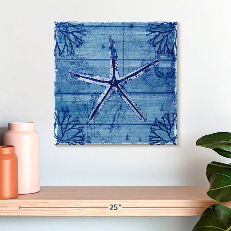 Crowle Indigo Starfish, 16" H x 16" W