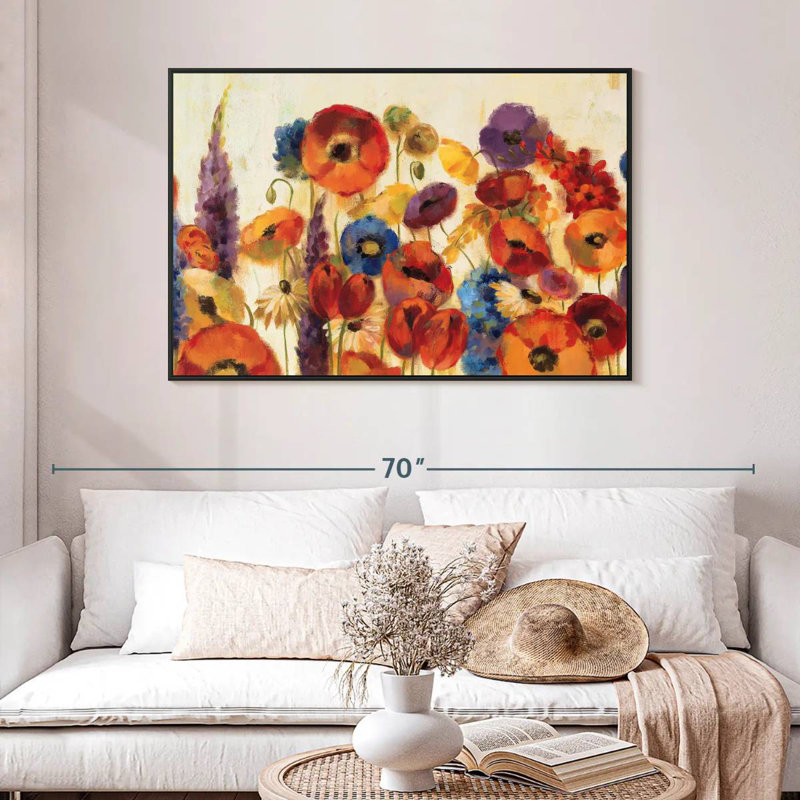 Jardin joyeux, 46 po x 31 po, Cadre flottant noir