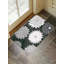 Tapis noir et blanc à motif floral 36 W x 24 L