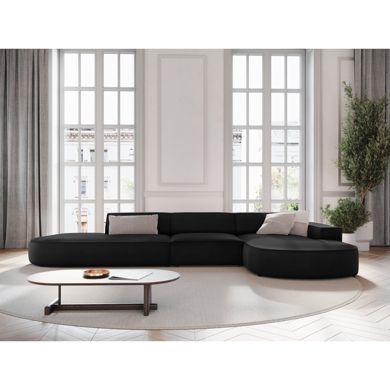 Modular L-Shaped Corner Sofa, Right Hand Facing, Black