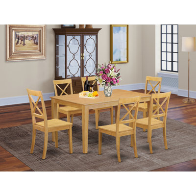 5 Piece Dining Room Furniture Set Includes a Rectangle Kitchen Table and 4 Dining Chairs, 36x60 Inch, Linen White